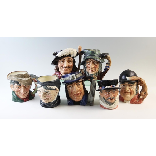 510 - A Collection of seven large Royal Doulton character jugs to include, The Poacher D6429, Porthos D644... 