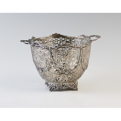 80 - A German silver two handled bowl or cooler, Neresheimer, Hanau, early 20th century import mark for B... 