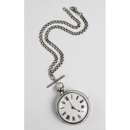 159A - Local interest: A silver cased pair cased pocket watch with 'T Weatherby, Church Street, Market Dray... 