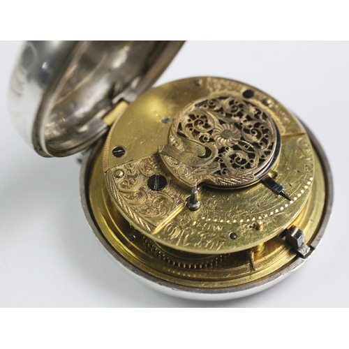 159A - Local interest: A silver cased pair cased pocket watch with 'T Weatherby, Church Street, Market Dray... 