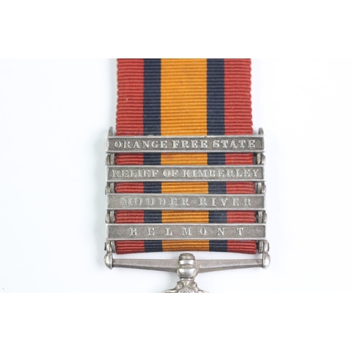 241 - A Queens South Africa Medal, four bars to 3766 Private W. Bacon 9th Lancers