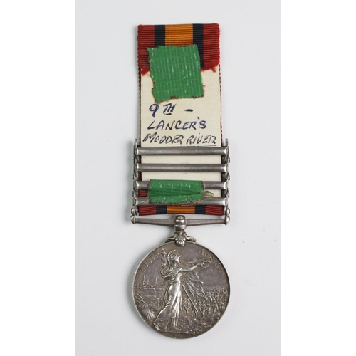 241 - A Queens South Africa Medal, four bars to 3766 Private W. Bacon 9th Lancers