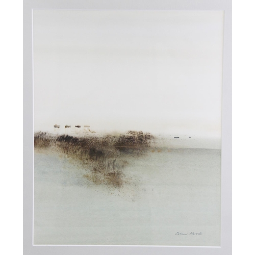 323A - Colin Kent (contemporary British), 
Two watercolours on paper, 
Landscapes of a beach shore, 
Each s... 