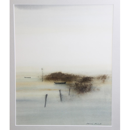 323A - Colin Kent (contemporary British), 
Two watercolours on paper, 
Landscapes of a beach shore, 
Each s... 