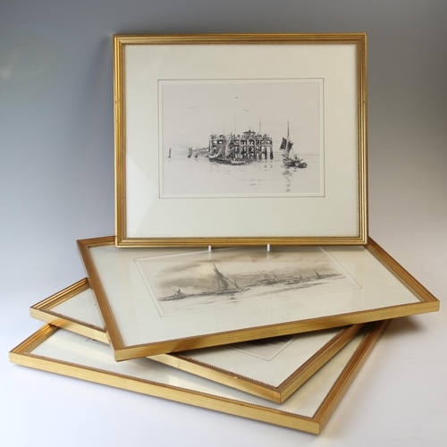 312 - After W L Willie (19th Century),
Lithographs on paper, 
'Showery Day, Greenwich Reach', 
21cm x 31cm... 