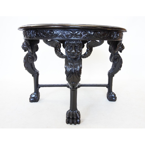 710 - A 19th century and later stained hardwood centre table, possibly Irish, the circular thumb moulded t... 