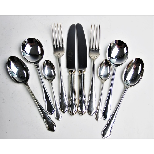 150A - Two Dubarry pattern canteens of silver plated cutlery, each canteen for six place settings (12 in to... 