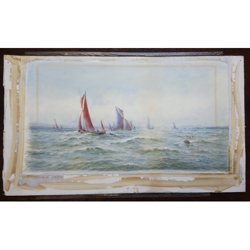 330 - William Lionel Wyllie (1851-1931),  
Watercolour on paper,  
Boats off Bologne,  
Signed lower right... 