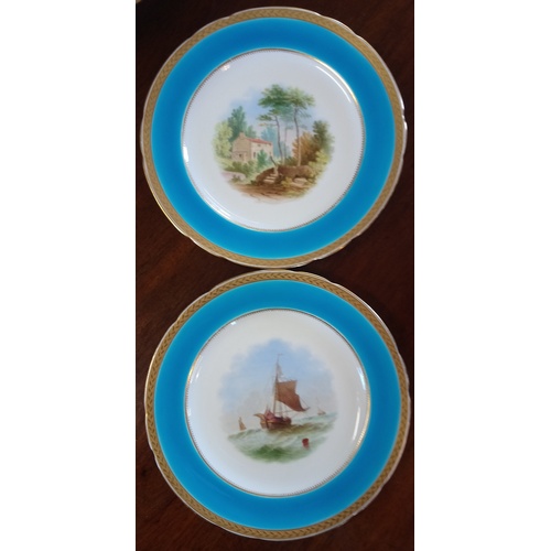 475 - A Minton dessert/dinner service, 19th century, comprising fourteen plates and three low comports, ea... 