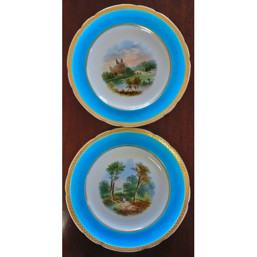 475 - A Minton dessert/dinner service, 19th century, comprising fourteen plates and three low comports, ea... 