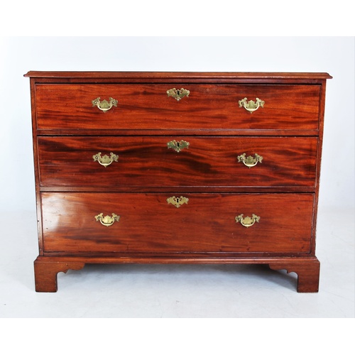 707 - A 19th century mahogany chest of drawers, the rectangular moulded top above three cockbeaded long dr... 