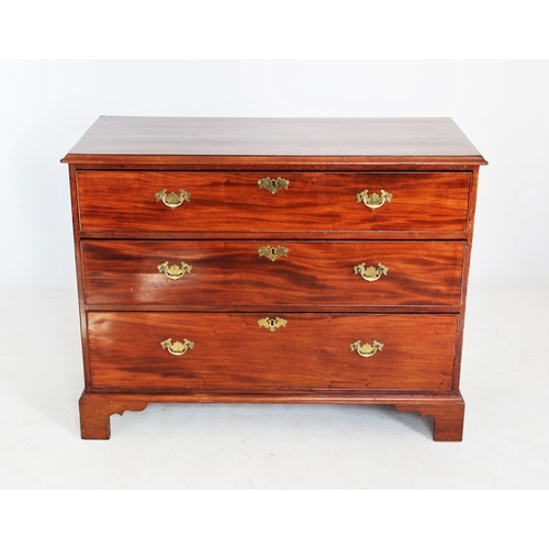 707 - A 19th century mahogany chest of drawers, the rectangular moulded top above three cockbeaded long dr... 