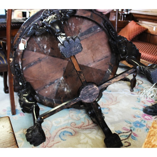 710 - A 19th century and later stained hardwood centre table, possibly Irish, the circular thumb moulded t... 