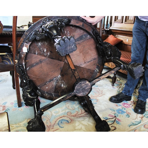 710 - A 19th century and later stained hardwood centre table, possibly Irish, the circular thumb moulded t... 