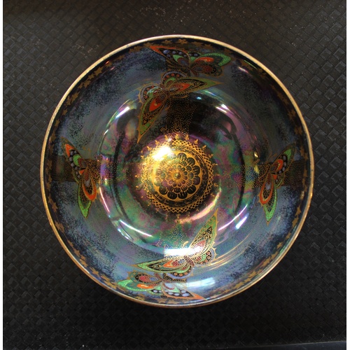 500 - Two Fieldings 'Rural Lusterine' butterfly lustre bowls, the largest 18cm diameter, a Crown Devon ora... 