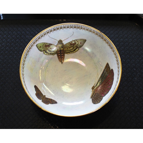 500 - Two Fieldings 'Rural Lusterine' butterfly lustre bowls, the largest 18cm diameter, a Crown Devon ora... 