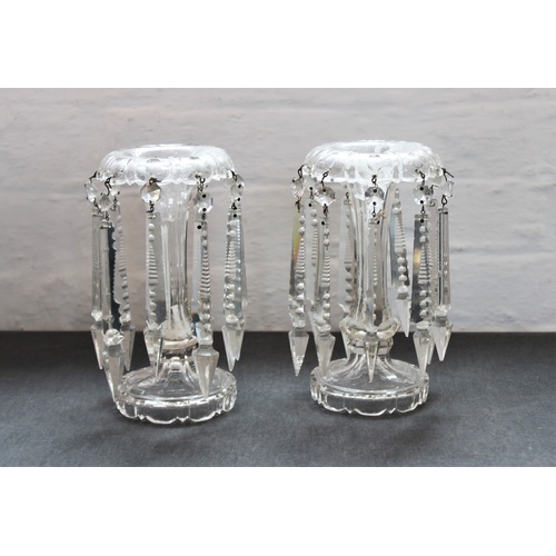 520 - A pair of Victorian Bohemia cut glass lustres, 22cm high, a pearlware figure of a sailor leaning upo... 