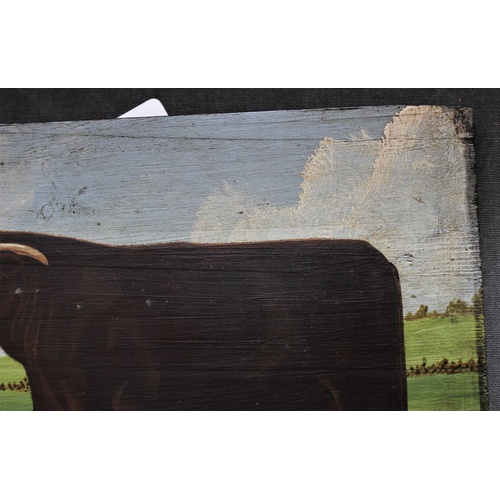 344 - English School (20th century), two oils on board, 'A Sussex Steer, First Prize Winner, Smithfield Cl... 