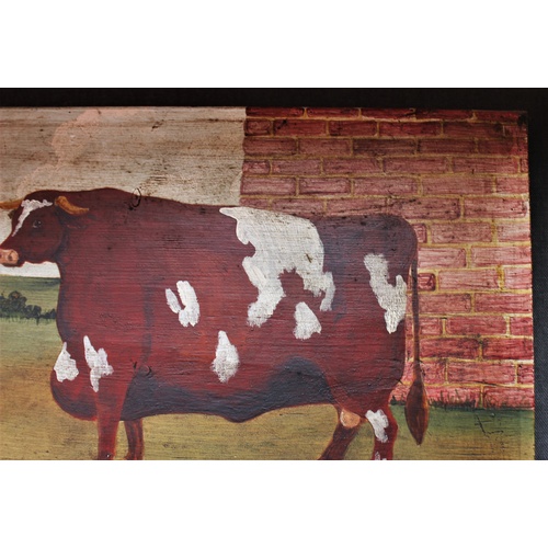 344 - English School (20th century), two oils on board, 'A Sussex Steer, First Prize Winner, Smithfield Cl... 