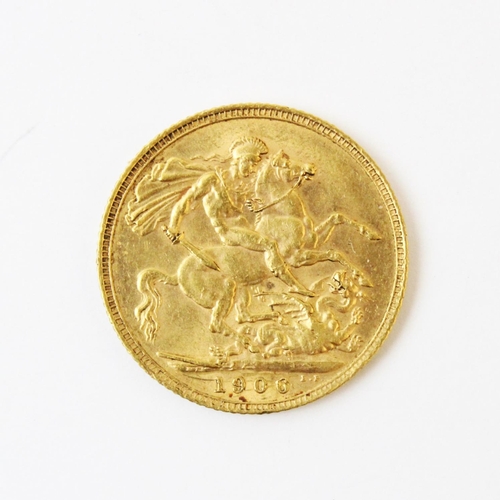 107 - An Edwardian gold sovereign, dated 1906, weight 8.0gms