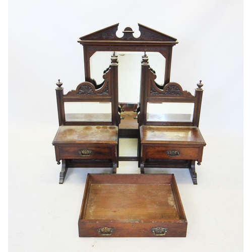 687 - A pair of Victorian oak and pollard oak pedestal chests, each with a moulded top above four graduate... 