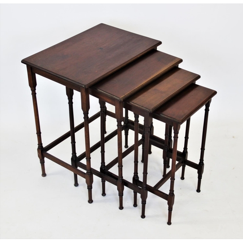 702 - A Regency style quartetto nest of mahogany tea tables, early 20th century, each table with a rectang... 