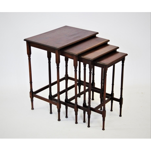 702 - A Regency style quartetto nest of mahogany tea tables, early 20th century, each table with a rectang... 