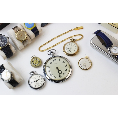 116 - A collection of gent's vintage and modern wristwatches and pocket watches, to include examples by In... 