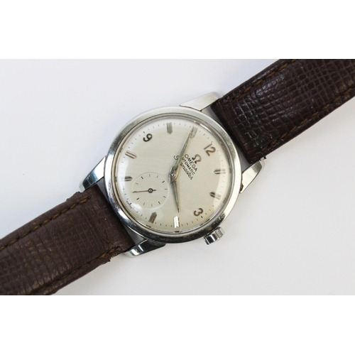 120 - A gent's vintage Omega Automatic Seamaster, the round silvered dial with baton and Arabic numerals a... 