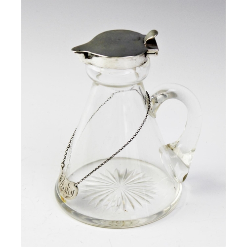 75 - An Edwardian silver mounted glass whiskey noggin by James Deakin & Sons, Chester 1905, of typical ha... 