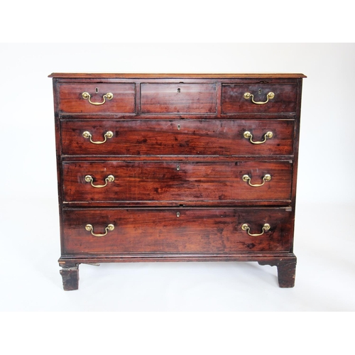 824 - A George III mahogany chest of drawers, the rectangular moulded top above three short and three long... 