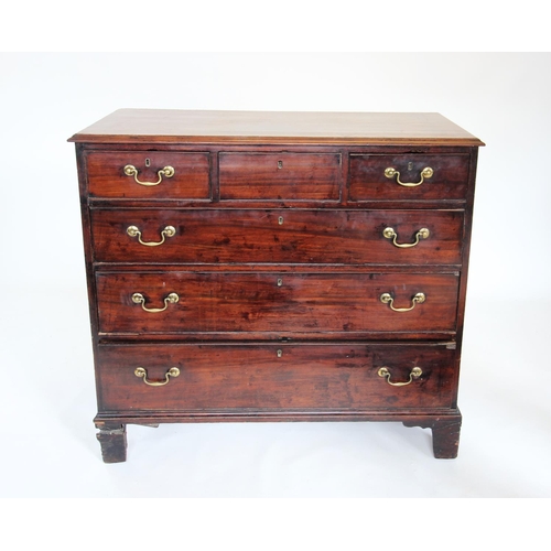 824 - A George III mahogany chest of drawers, the rectangular moulded top above three short and three long... 