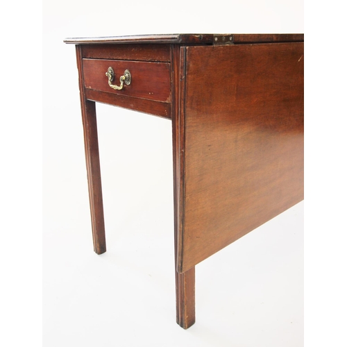 826 - A George III mahogany single drop leaf table, the rectangular top above a single frieze drawer, rais... 