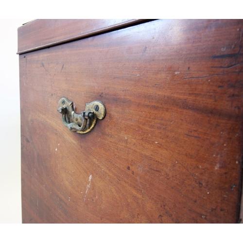 863 - A 19th century campaign type mahogany chest, the rectangular moulded hinged cover, above brass side ... 