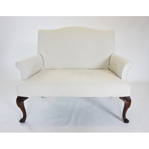 887 - An Edwardian style two seater sofa of small proportions, the serpentine padded back above padded scr... 