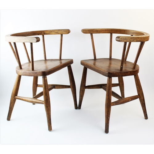 894 - A near pair of child's elm, ash and beech bow back chairs, early to mid 20th century, each chair wit... 