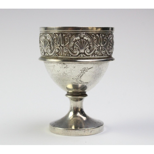 24 - A George III silver egg cruet by Phillip Rundell, London 1819, the rectangular stand with gadrooned ... 