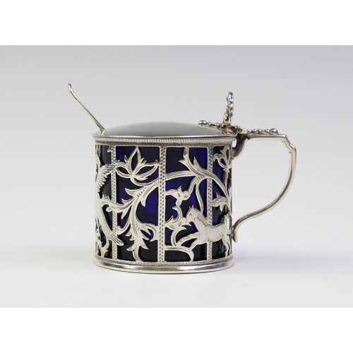 48 - A Victorian silver mustard pot by Charles Stuart Harris, London 1891, of cylindrical form with pierc... 