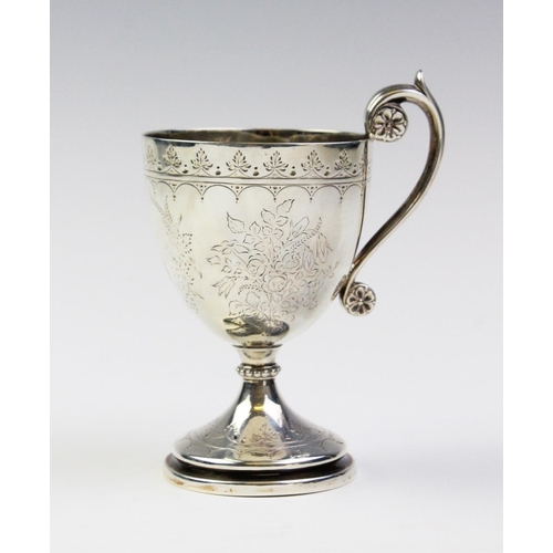 49 - A Victorian silver cup by John, Edward, Walter & John Barnard, London 1871, of tapering form with sc... 
