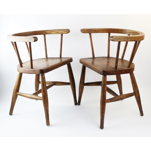 894 - A near pair of child's elm, ash and beech bow back chairs, early to mid 20th century, each chair wit... 