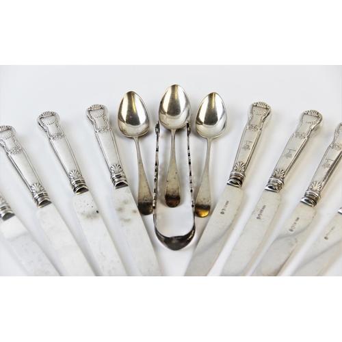 25 - A set of nine George IV silver Kings pattern dessert knives, maker's mark 'I M E', Sheffield 1820, s... 