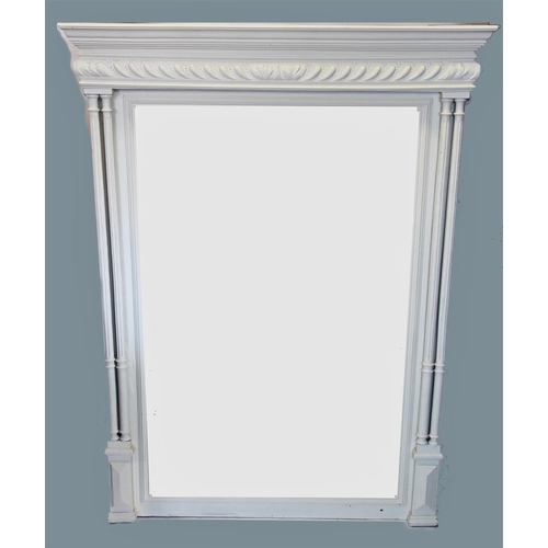 850 - A Victorian painted over mantel mirror, with a moulded cornice above a gadrooned frieze and a rectan... 