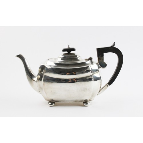 1 - A silver teapot by S Blanckensee & Son Ltd, Chester 1939, of rounded rectangular form with canted co... 