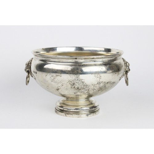 2 - A silver punch bowl by Edward Barnard & Sons Ltd, London 1935, of circular form on pedestal foot, wi... 