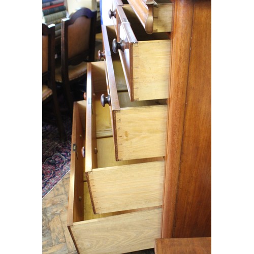 872 - A Victorian mahogany chest of drawers, the rectangular top with rounded front corners, above a cushi... 