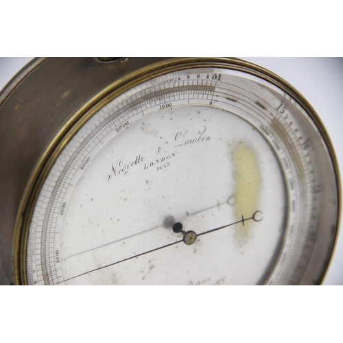 637 - A brass cased altimeter by Negretti & Zambra of London, the altimeter with silvered dial inscribed '... 