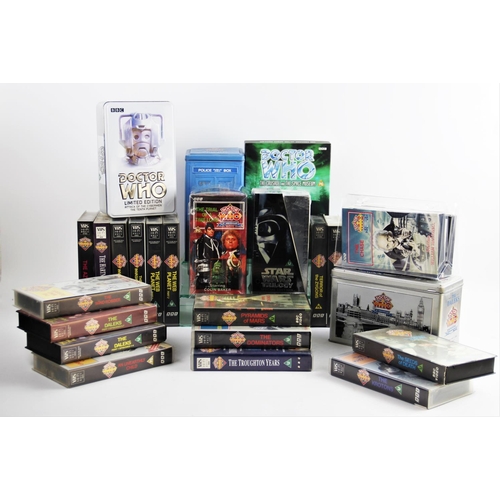 641 - A collection of Doctor Who limited edition VHS collector's tins, comprising: ATTACK OF THE CYBERMEN/... 