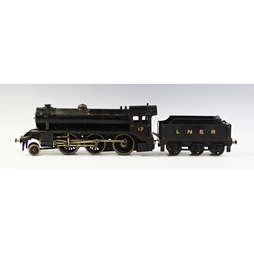 644 - A large gauge live steam 2-6-0 locomotive and tender, probably by Bassett-Lowke, in black L.N.E.R li... 