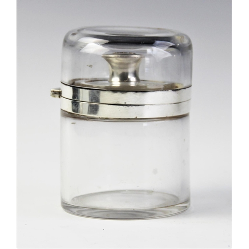 68 - A large Victorian silver mounted glass vanity jar by Goldsmiths & Silversmiths Co (William Gibson & ... 