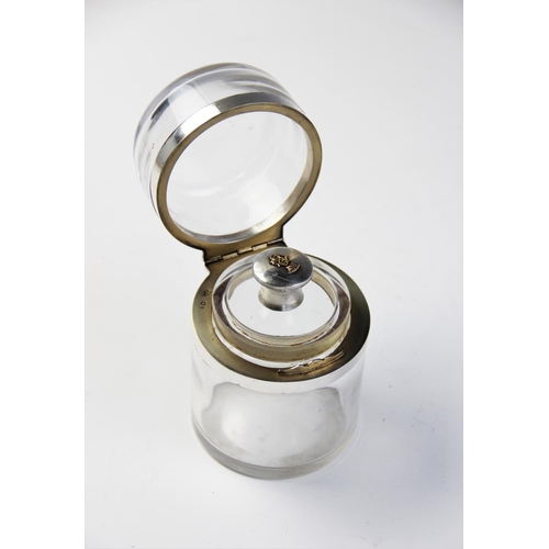 68 - A large Victorian silver mounted glass vanity jar by Goldsmiths & Silversmiths Co (William Gibson & ... 